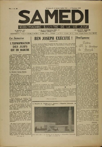 Samedi N°21 ( 02 juillet 1938 )